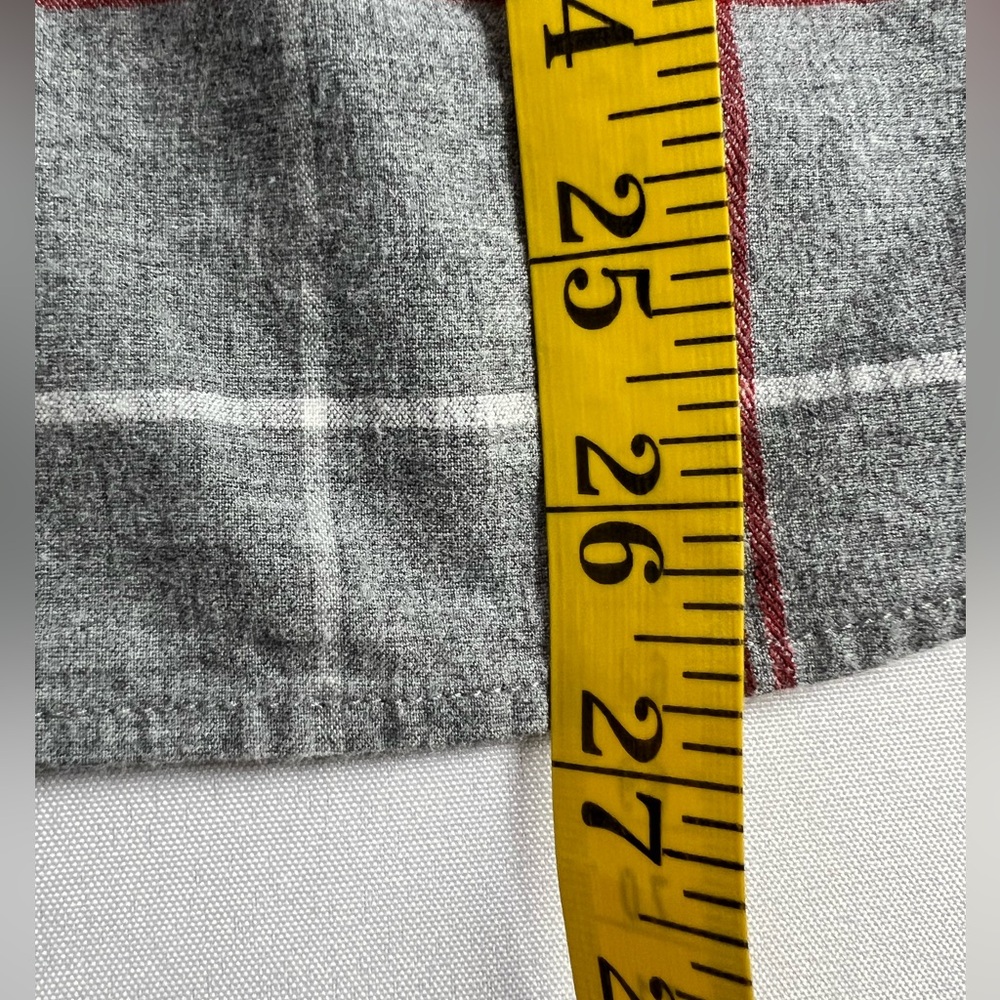 Faherty Organic Cotton Blend Gray Red White Plaid Fall Winter Office Button Down - Picture 9 of 11